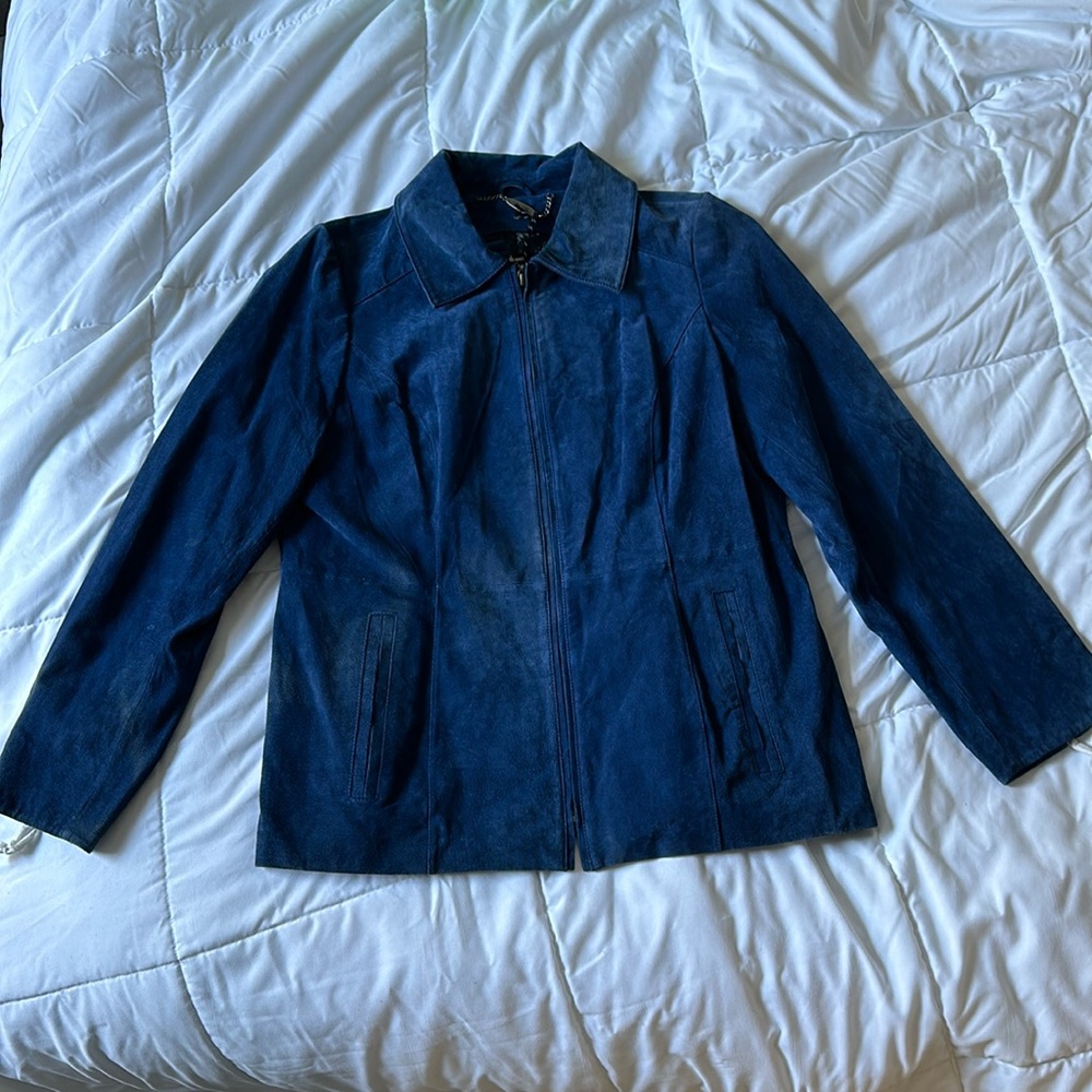 Blue Dennis Basso suede jacket